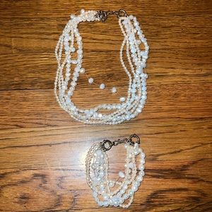 Pearl choker layer necklace with clasp closure y2k vintage with bracelet match